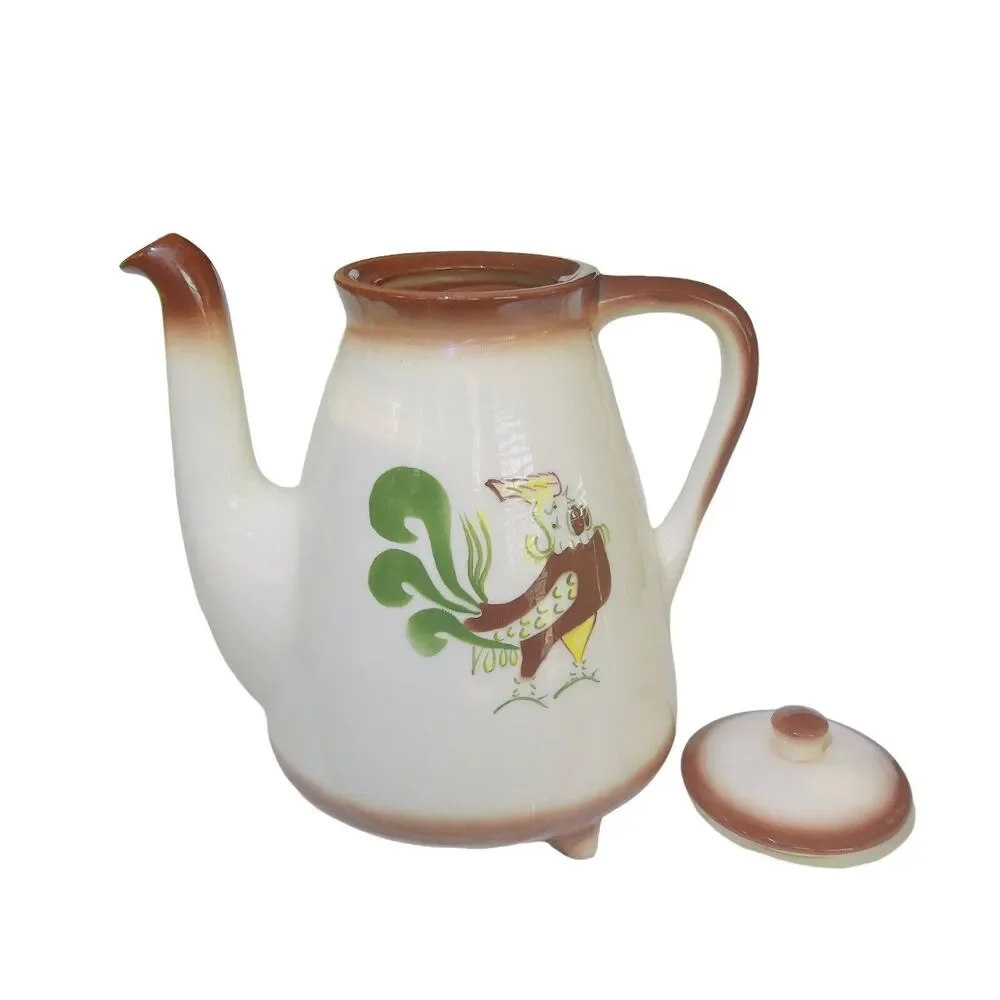 VTG 50’s Brock of California Chanticleer Rooster Coffee Pot Mid Century 9.75”x9”